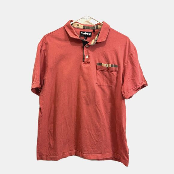 Barbour Pink Button Up Polo Shirt Top   Mens Size XL - Picture 1 of 8
